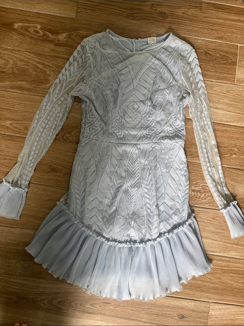 Selfie Leslie Light Blue Lace Pleated Girls Dress